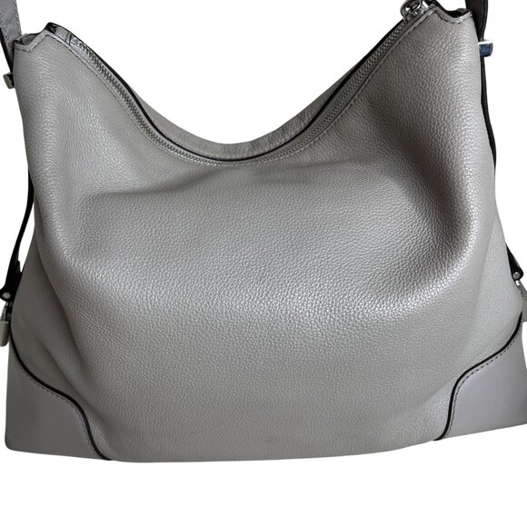 Michael Kors Gray Leather Hobo Bag With Adjustable Strap & Metal Feet - Picture 3 of 11